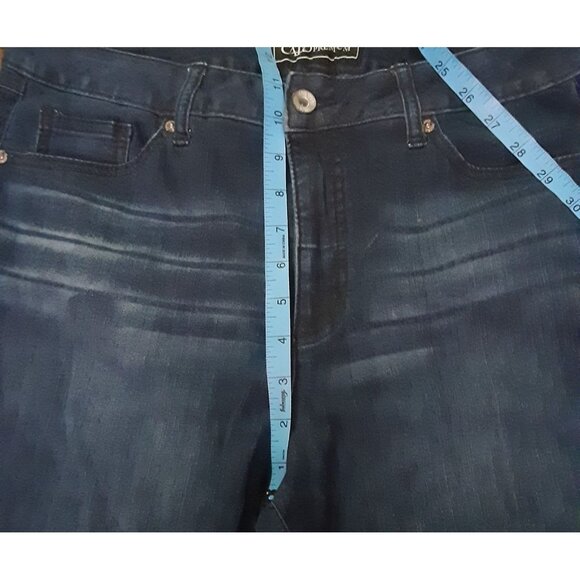 Cato Premium Jeans Womens 14 Blue Dark Wash Denim Whiskered Classic Fit Slim - Picture 7 of 9